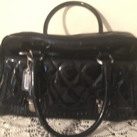 Coach Quilted Black Patent Leather Handbag! - Picture 1 of 6